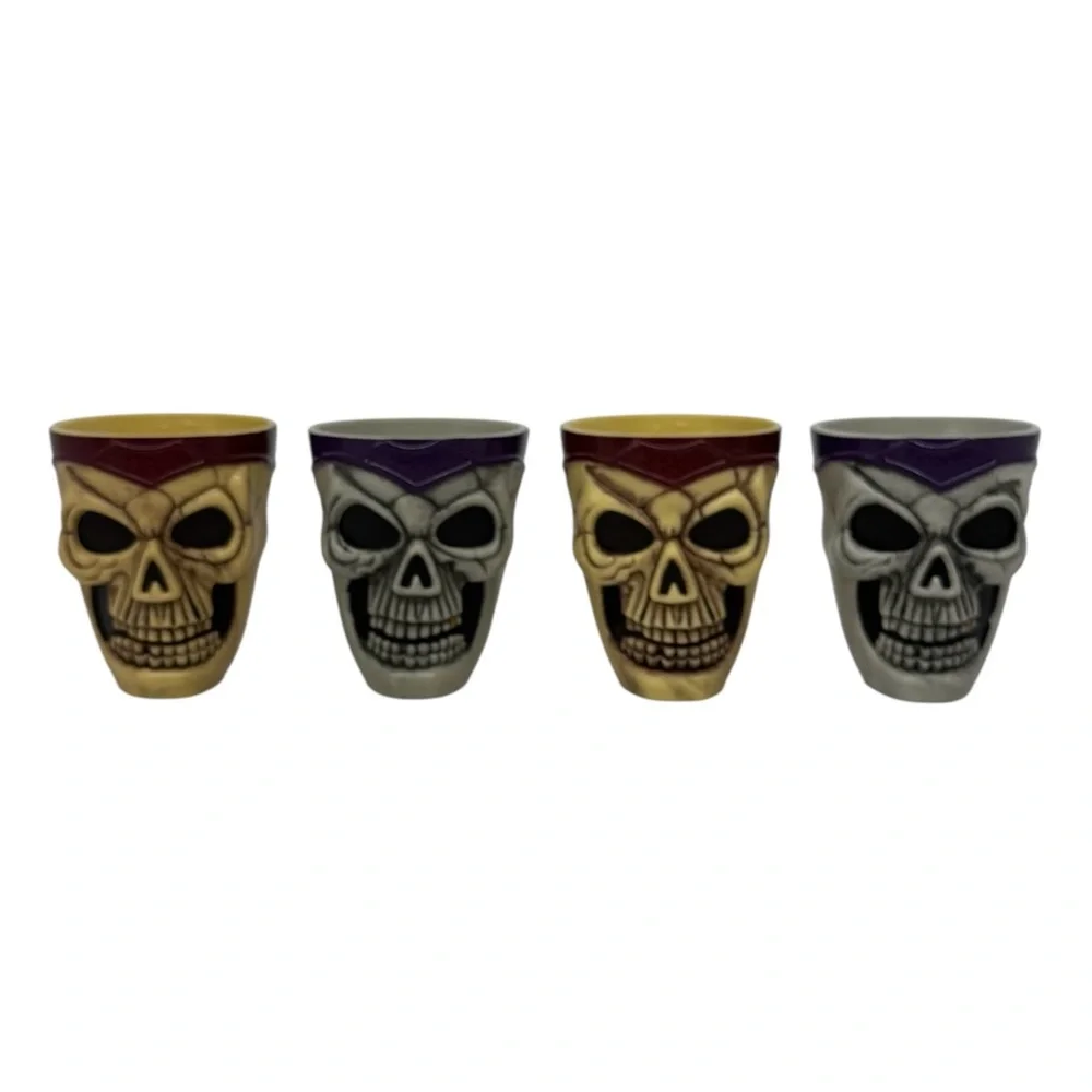 Vintage Easter Unlimited Skull Halloween Shot Glasses Set Of 4 (2.25
